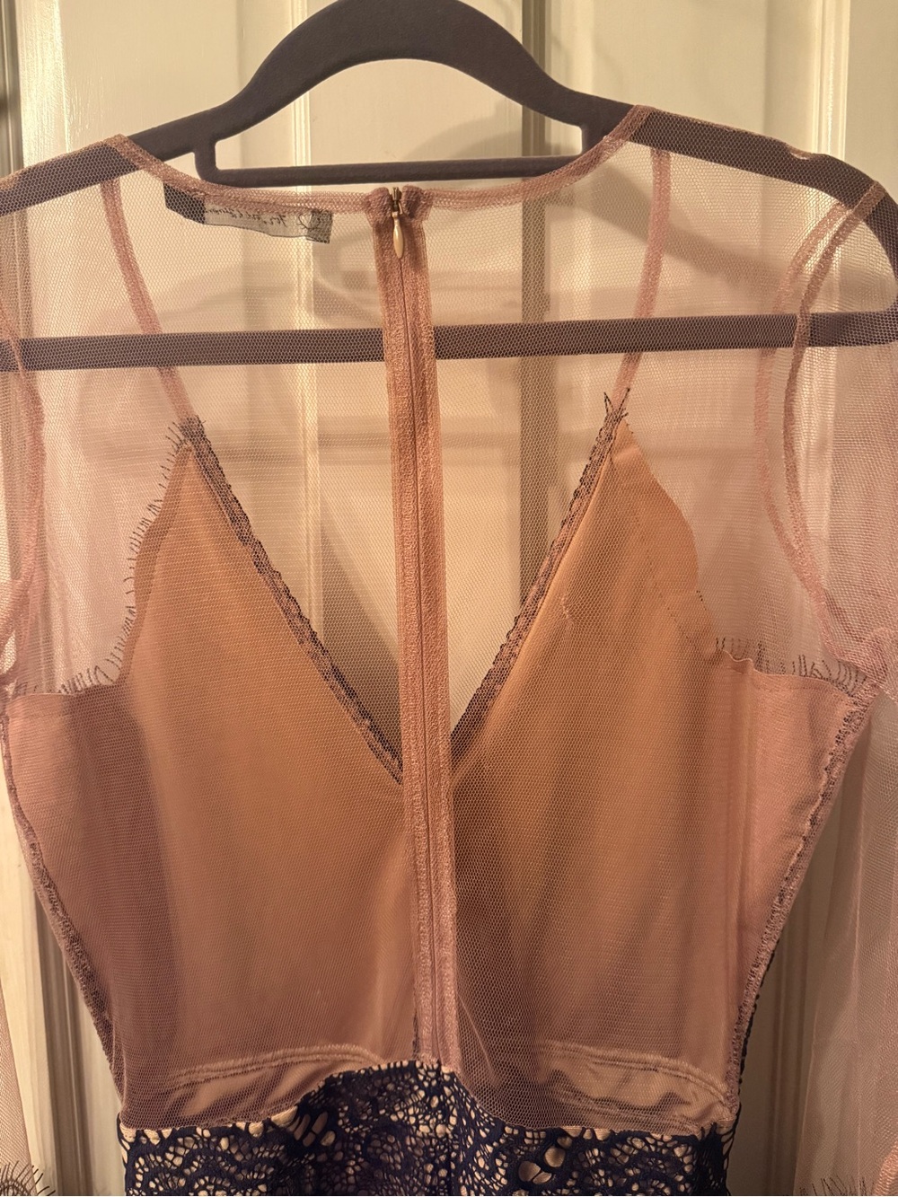 New For Love & Lemons Antigua Mini Dress Black Nude Lace Embroidery Size Medium - Picture 10 of 17